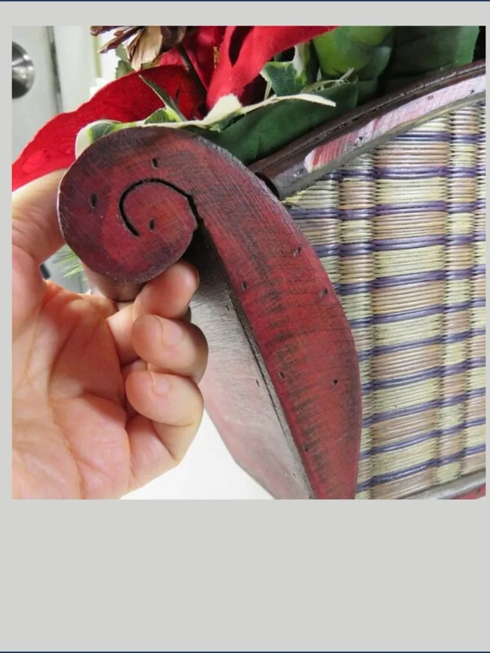 Poinsettia Christmas Floral Centerpiece Retro Wood Trough Planter Bowl MCM